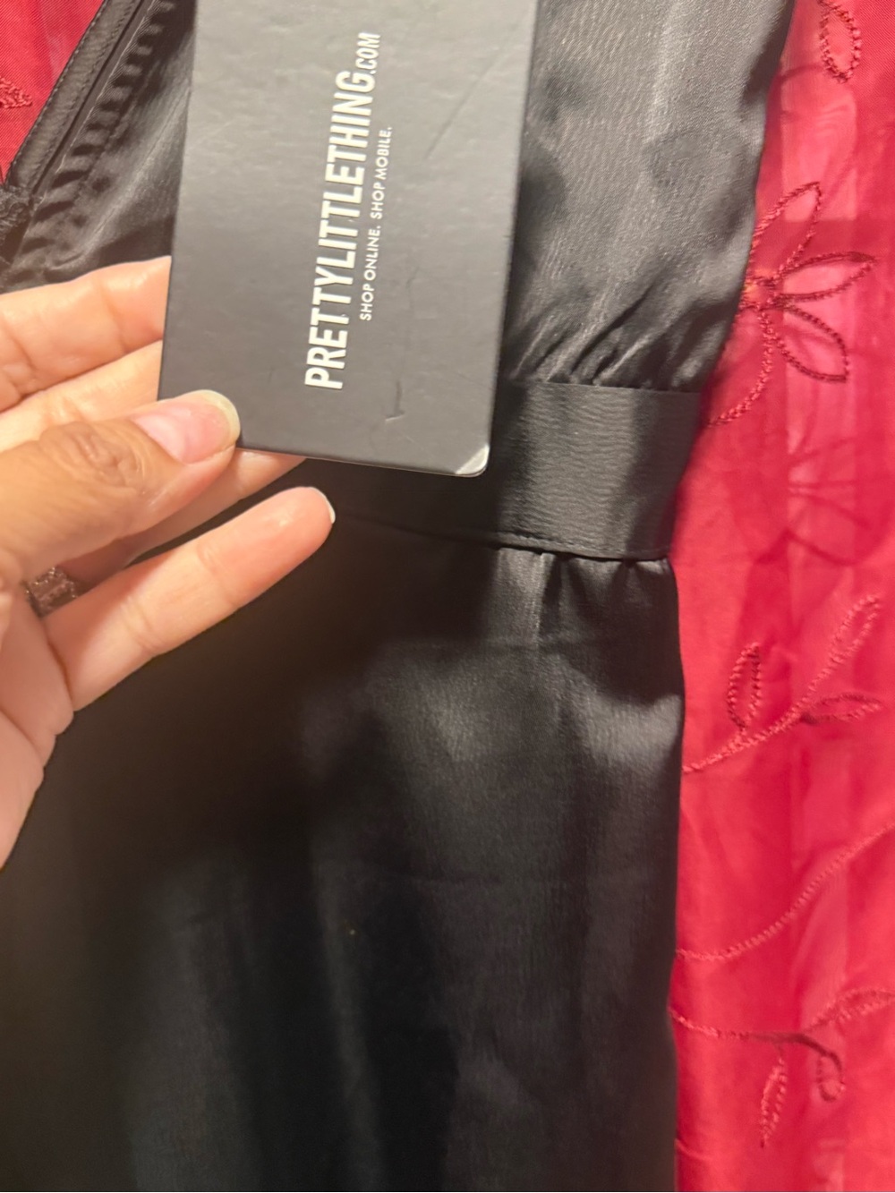 PrettyLittleThing Black Satin Spaghetti-Strap Jumpsuit - Picture 4 of 13